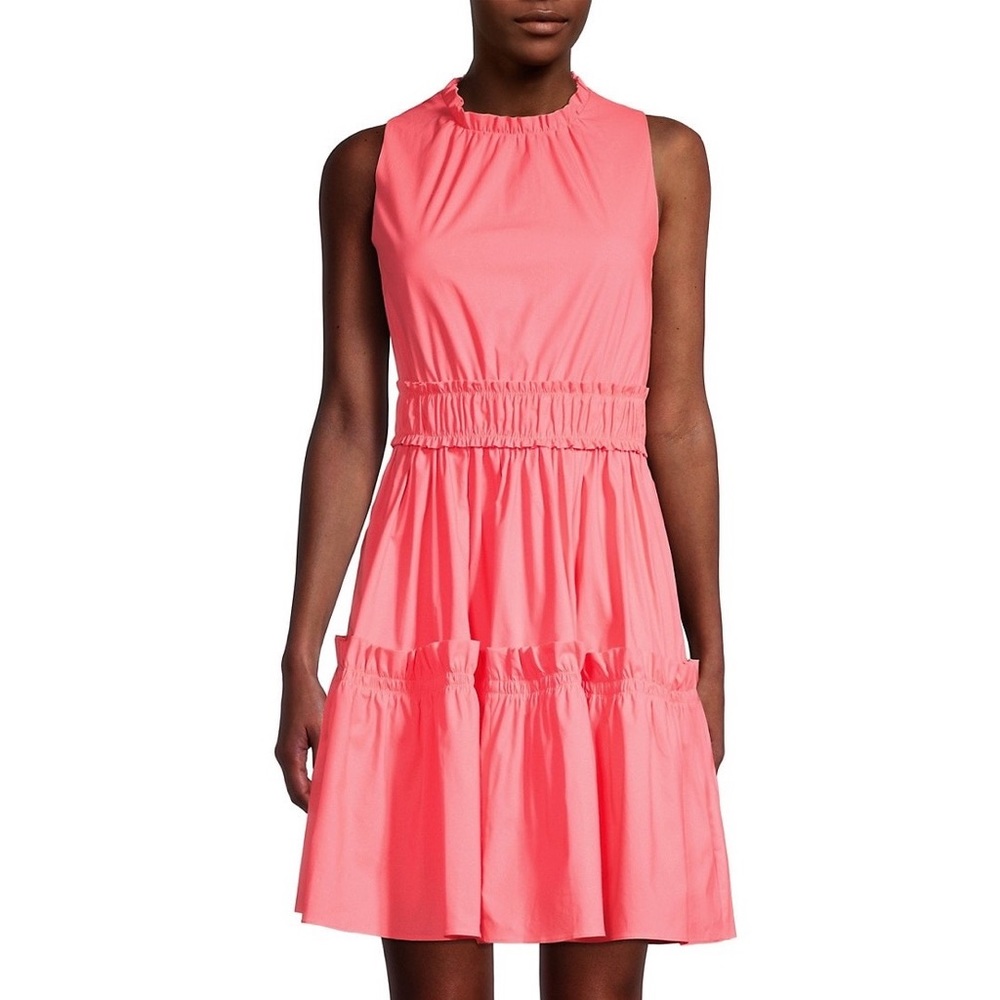 Lilly Pulitzer Elina Coral Spritz Ruffled Tiered Dress Sleeveless 00